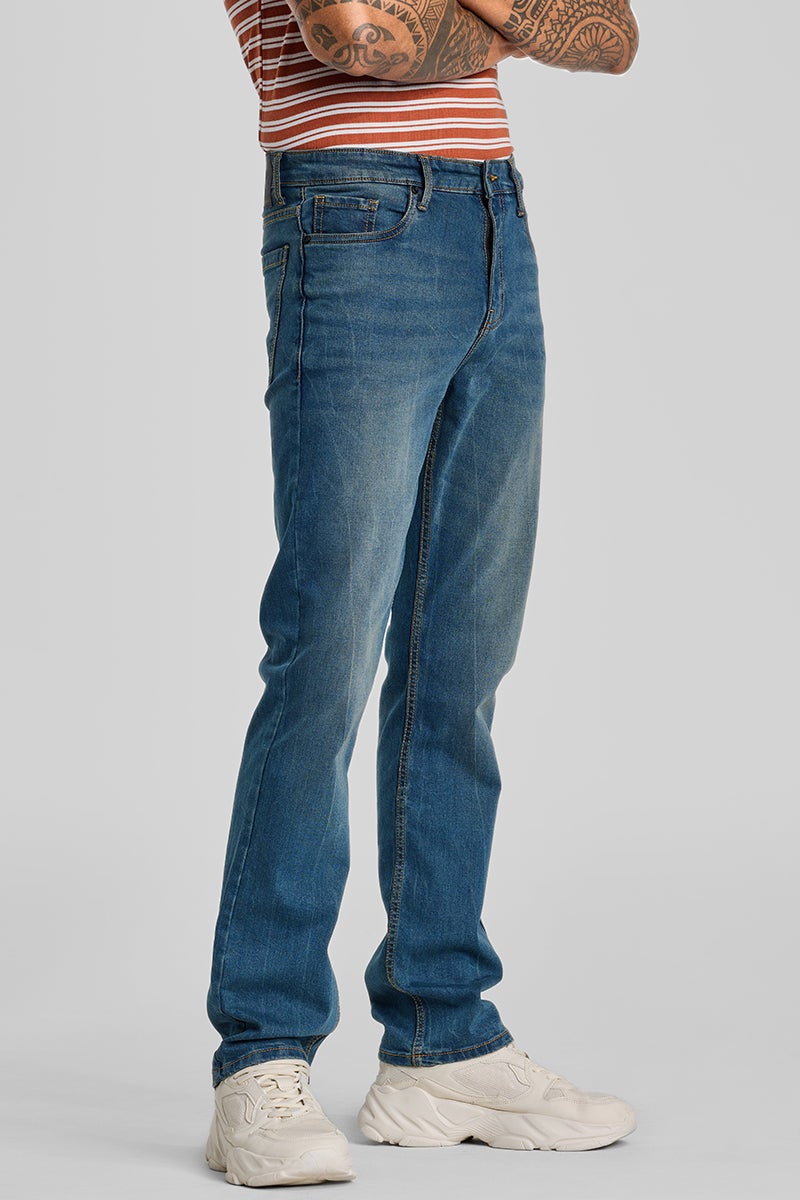 SNITCH Dark Blue Straight Fit Jeans - Image 4